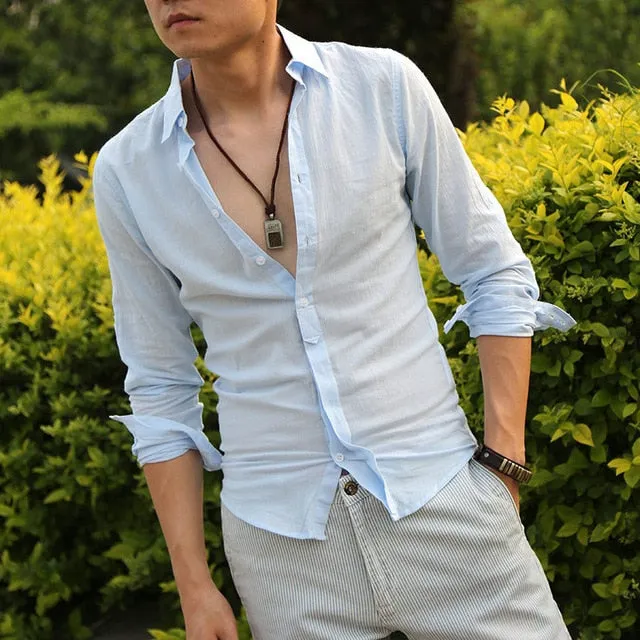 Men's White Linen Shirt..