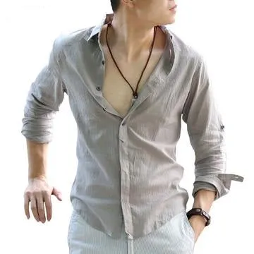 Men's White Linen Shirt..