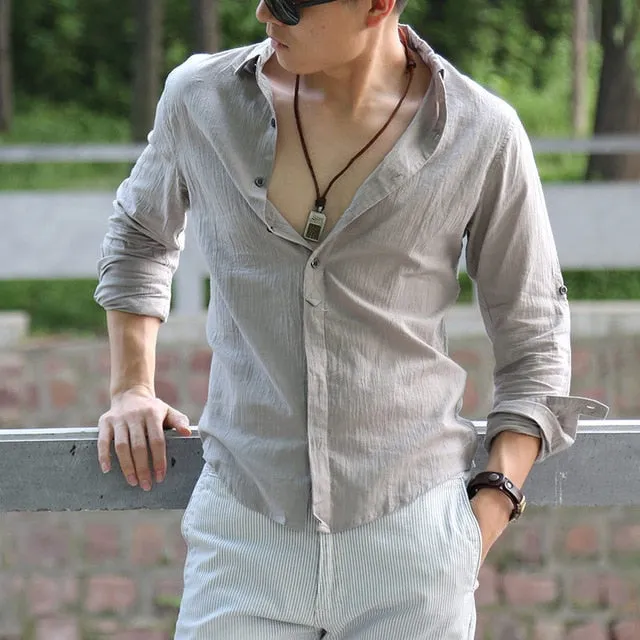 Men's White Linen Shirt..