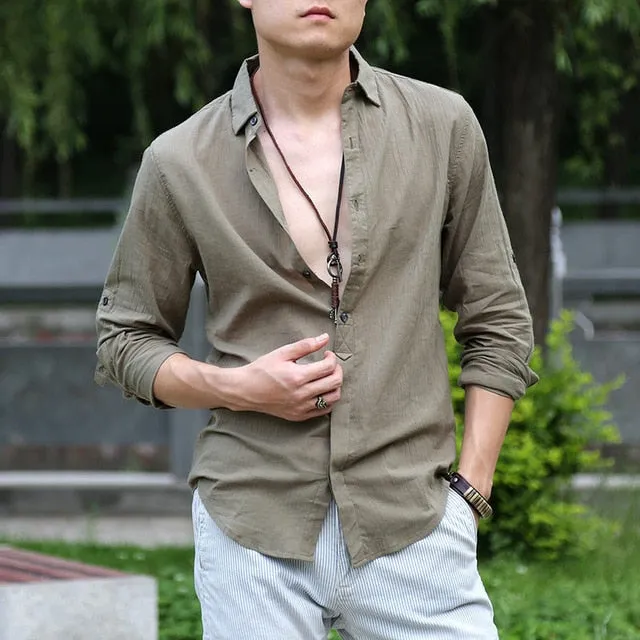 Men's White Linen Shirt..