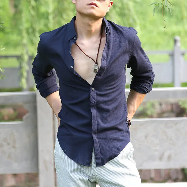 Men's White Linen Shirt..