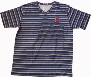 Mercerized Men's V-Neck : Blue and Brown Multi Stripe