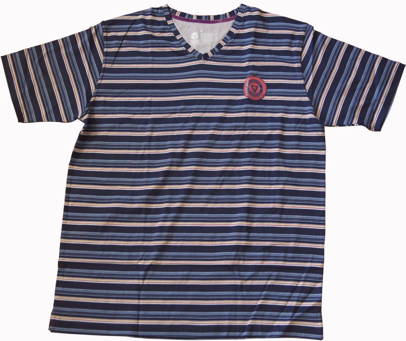 Mercerized Men's V-Neck : Blue and Brown Multi Stripe