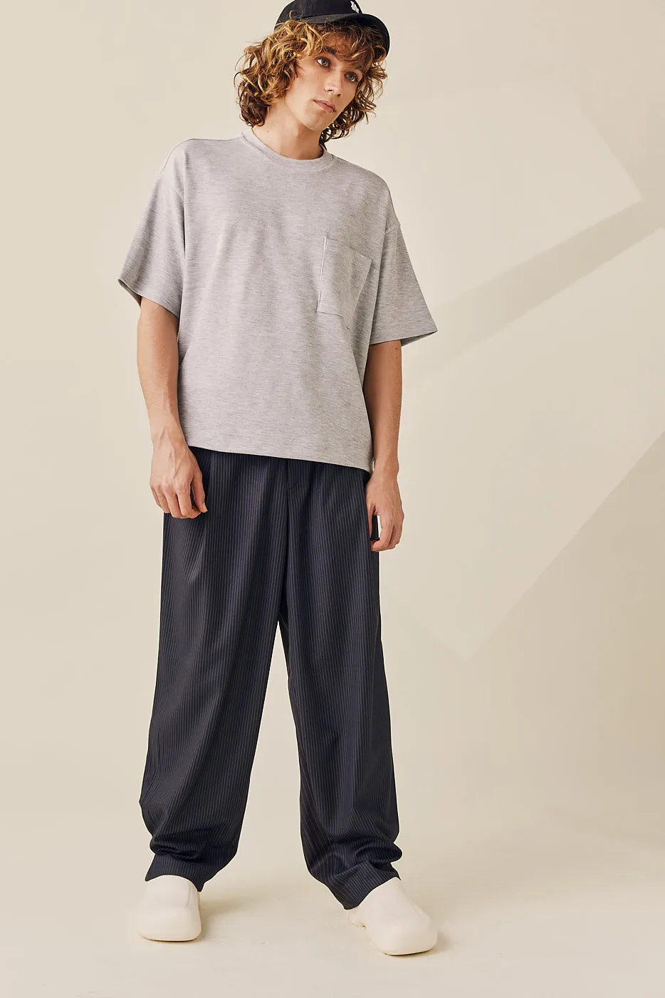 Mix Stripe Double Pleated Fisher Ankle Trouser