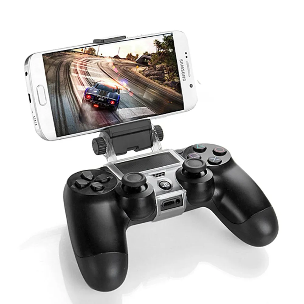 Mobile Phone Gaming Holder Clamp Handle Bracket for PS4 DualShock 4 Game Controller Gamepad Adjustable Clip black