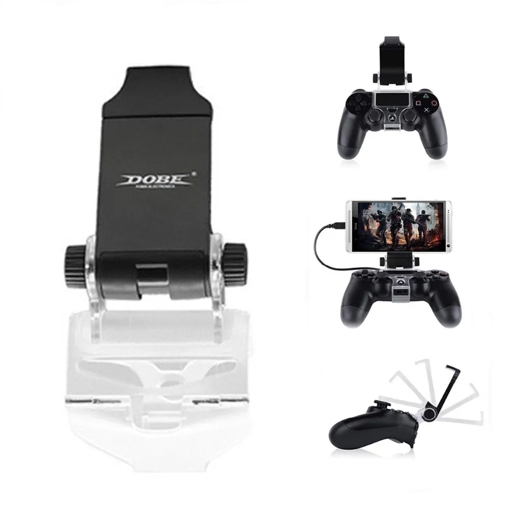 Mobile Phone Gaming Holder Clamp Handle Bracket for PS4 DualShock 4 Game Controller Gamepad Adjustable Clip black