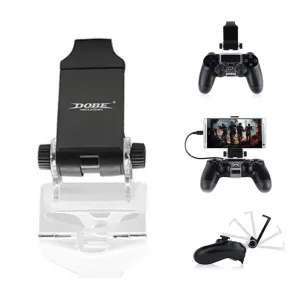 Mobile Phone Gaming Holder Clamp Handle Bracket for PS4 DualShock 4 Game Controller Gamepad Adjustable Clip black