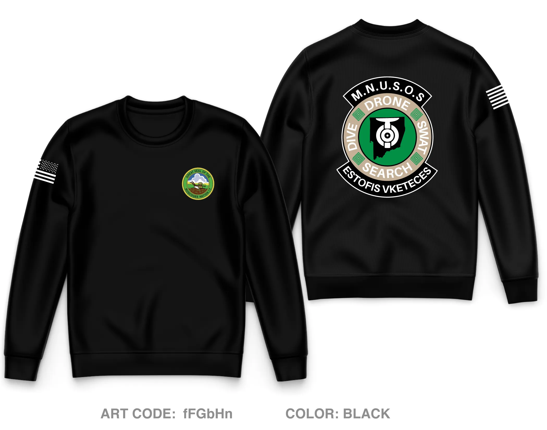 Muscogee Nation UAV Special Operation Squadron Core Men's Crewneck Performance Sweatshirt - fFGbHn