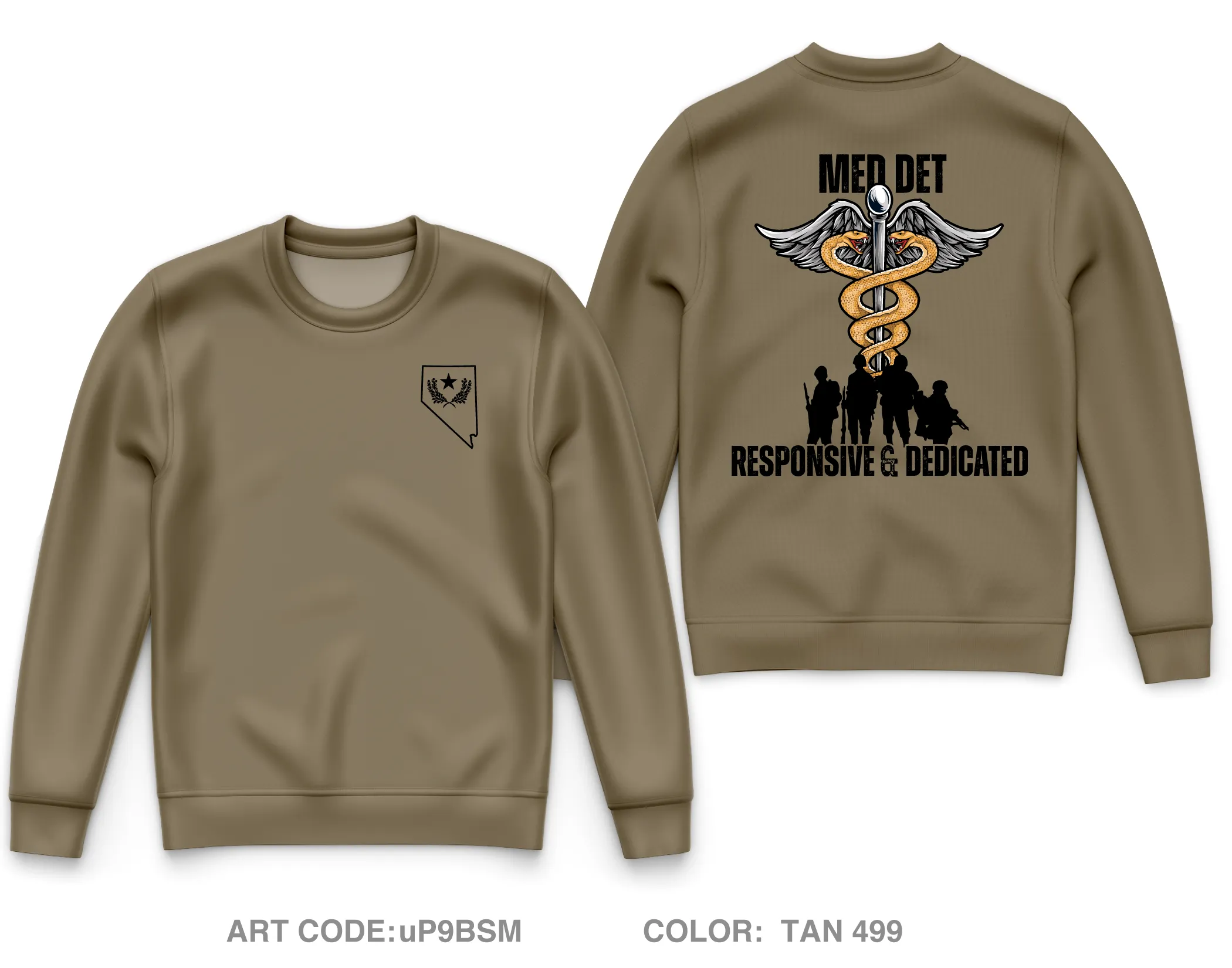 Nevada Army National Guard Medical Detachment Core Men's Crewneck Performance Sweatshirt - uP9BSM