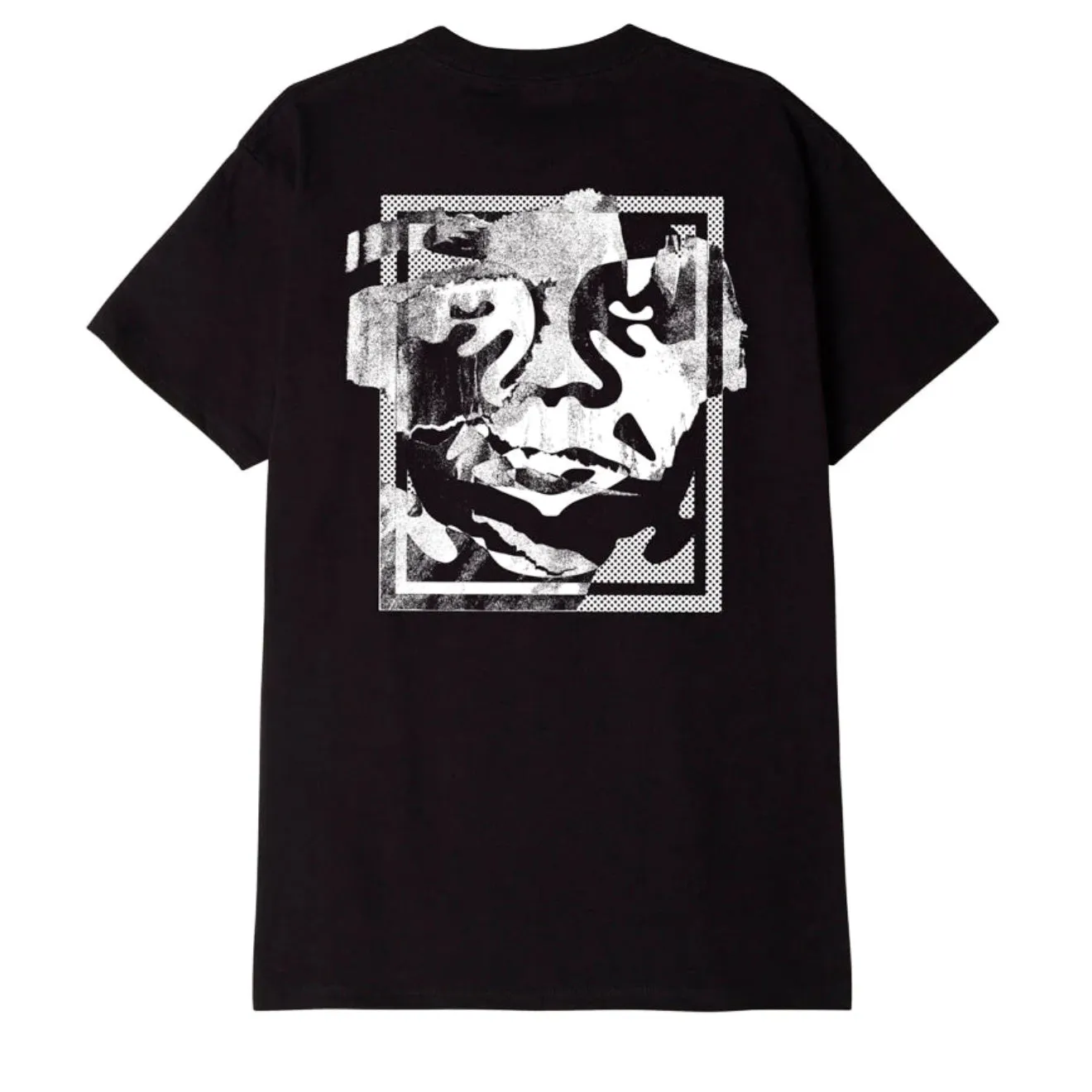 OBEY TORN ICON FACE CLASSIC T-SHIRT BLACK