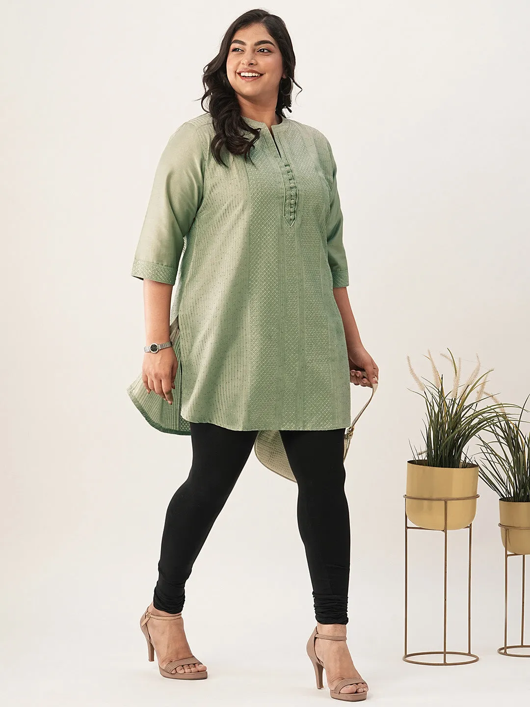 Olive Ethnic Wear Chanderi Silk Straight Tunics for Ladies - Zola
