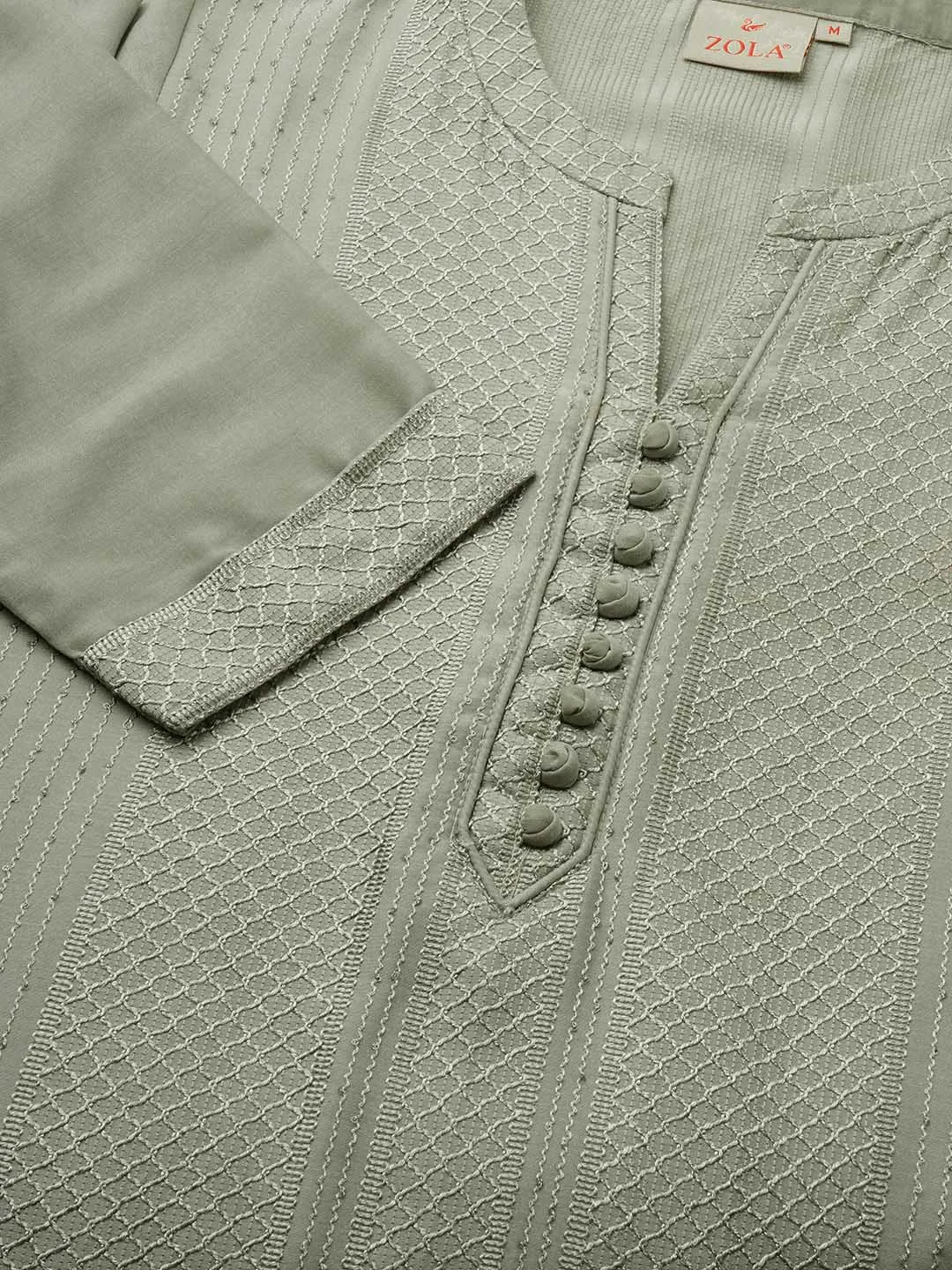 Olive Ethnic Wear Chanderi Silk Straight Tunics for Ladies - Zola