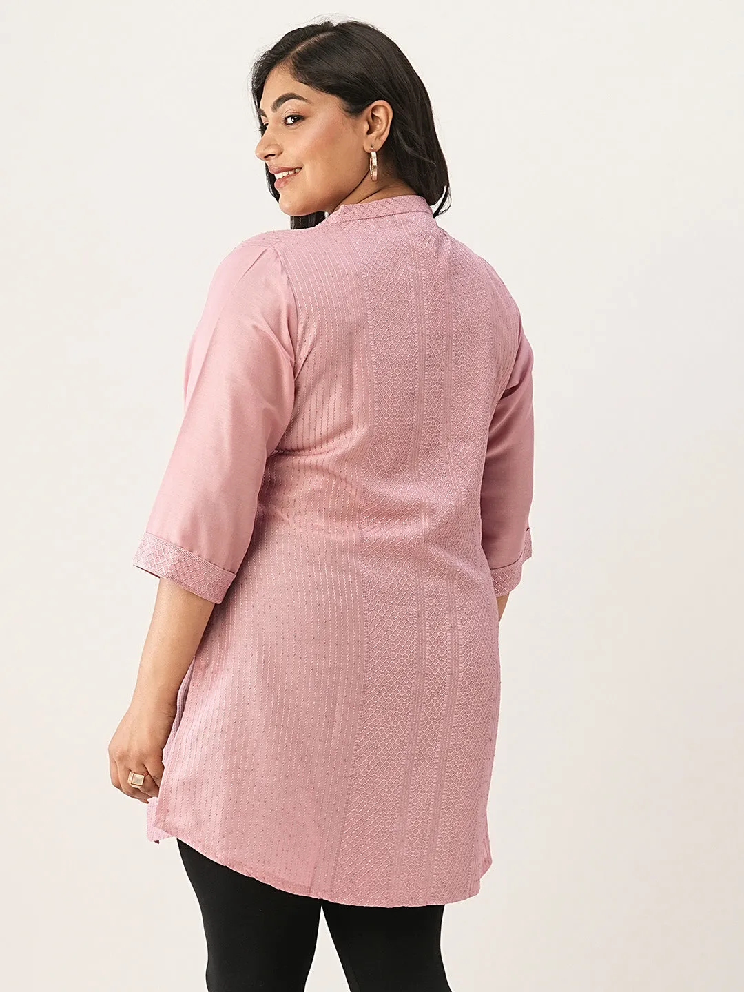 Pink Ethnic Wear Chanderi Silk Straight Tunics for Ladies - Zola