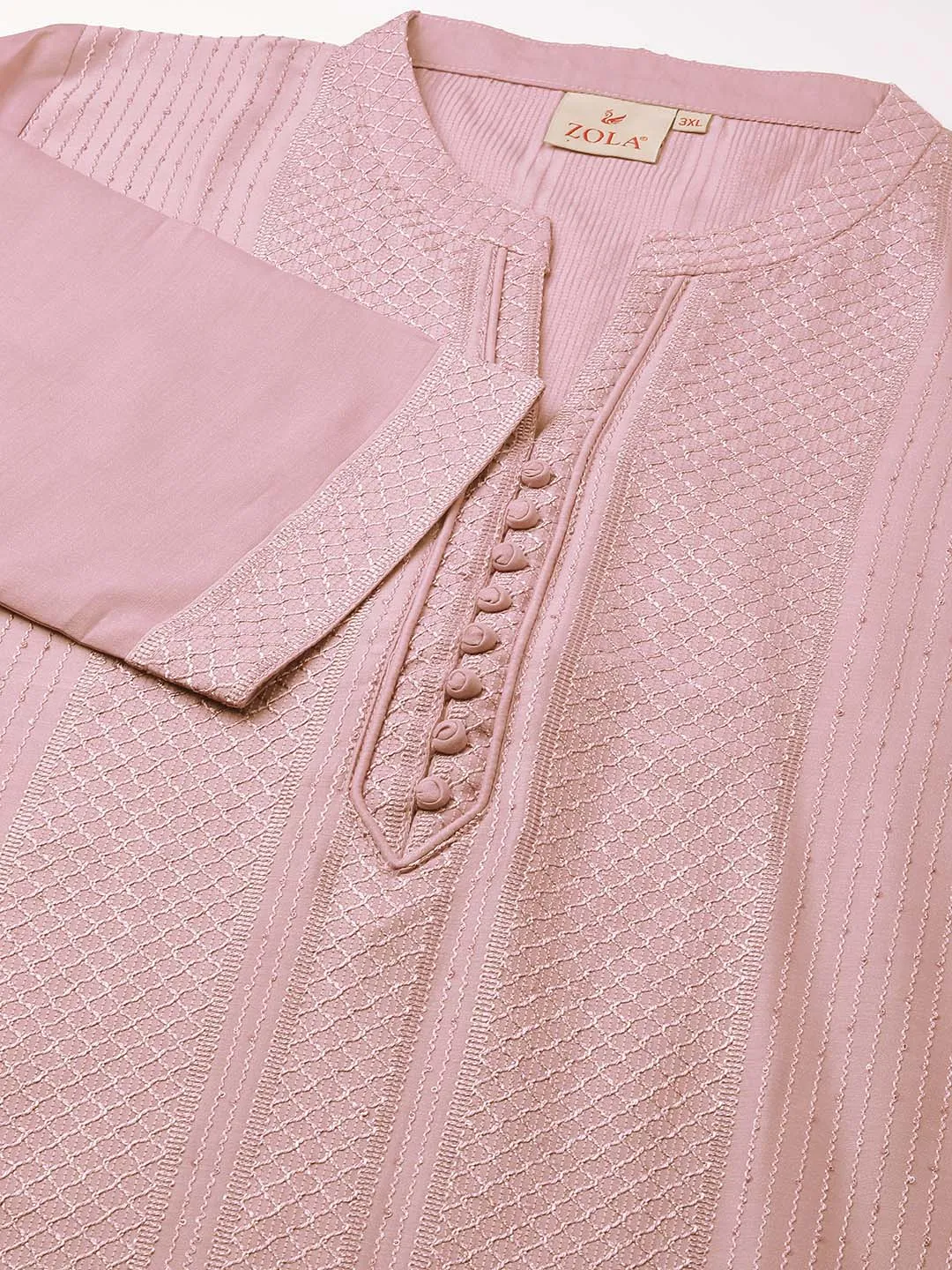 Pink Ethnic Wear Chanderi Silk Straight Tunics for Ladies - Zola