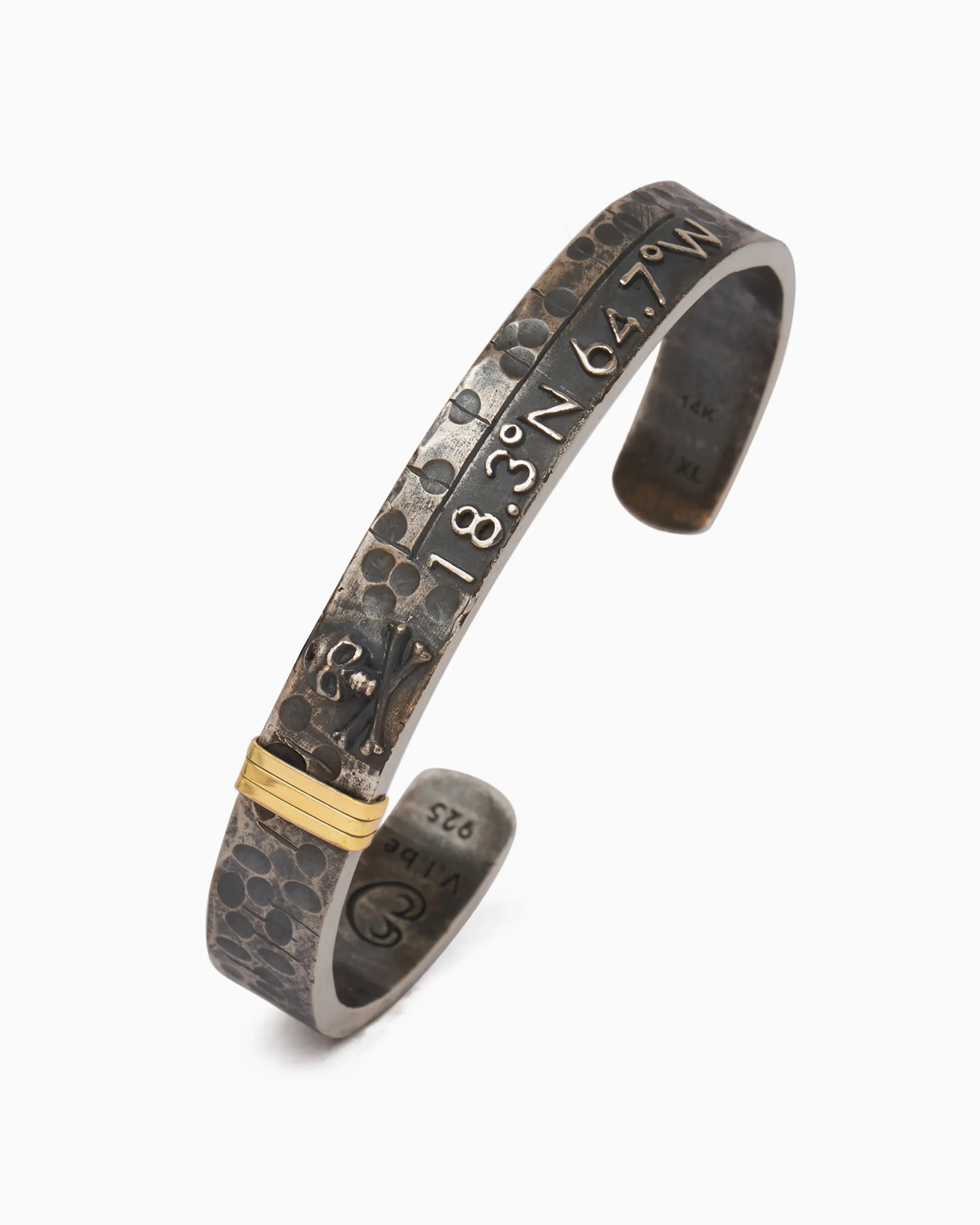 Pirate Texture Skull & St. John Coordinates Cuff, 10mm