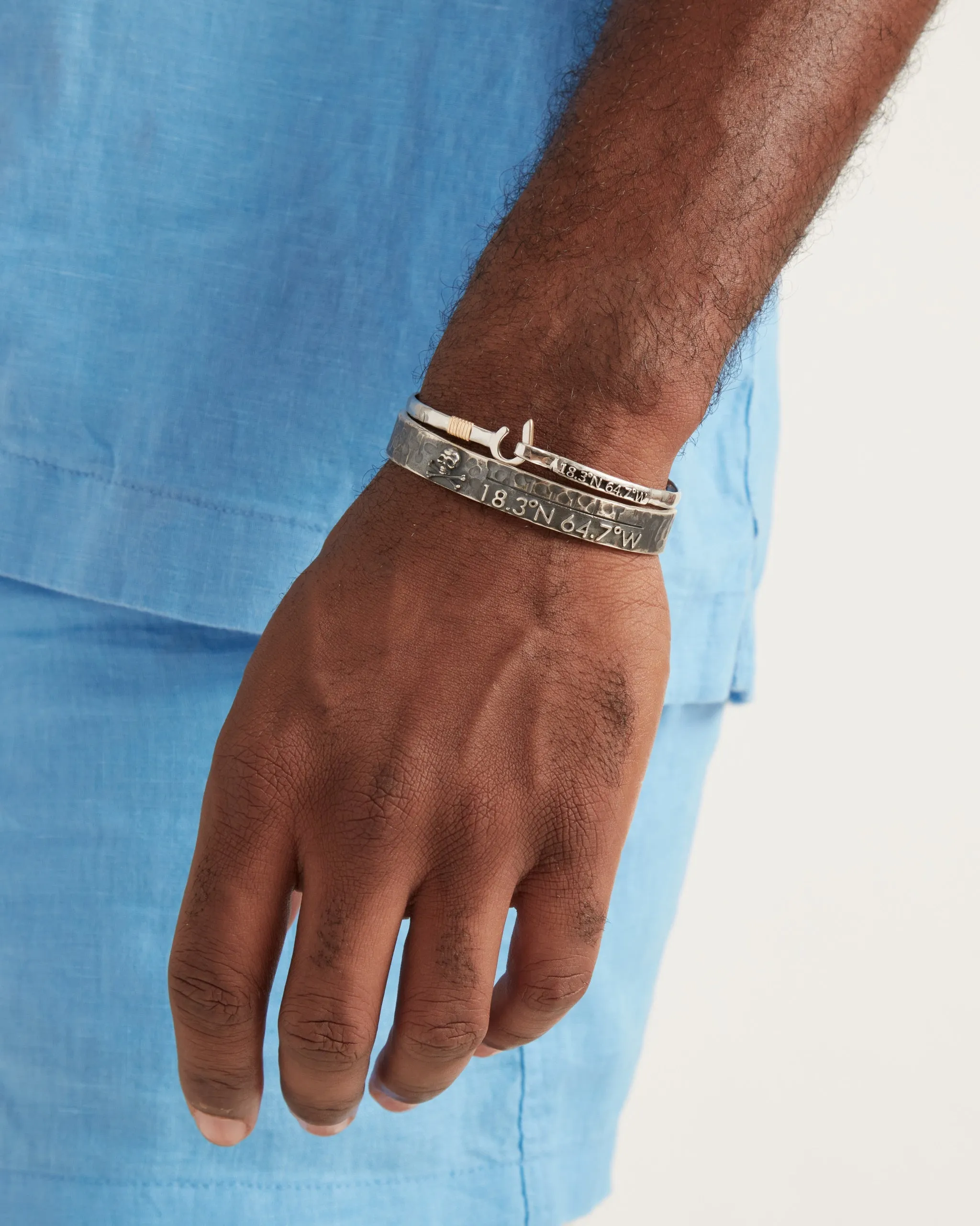 Pirate Texture Skull & St. John Coordinates Cuff, 10mm