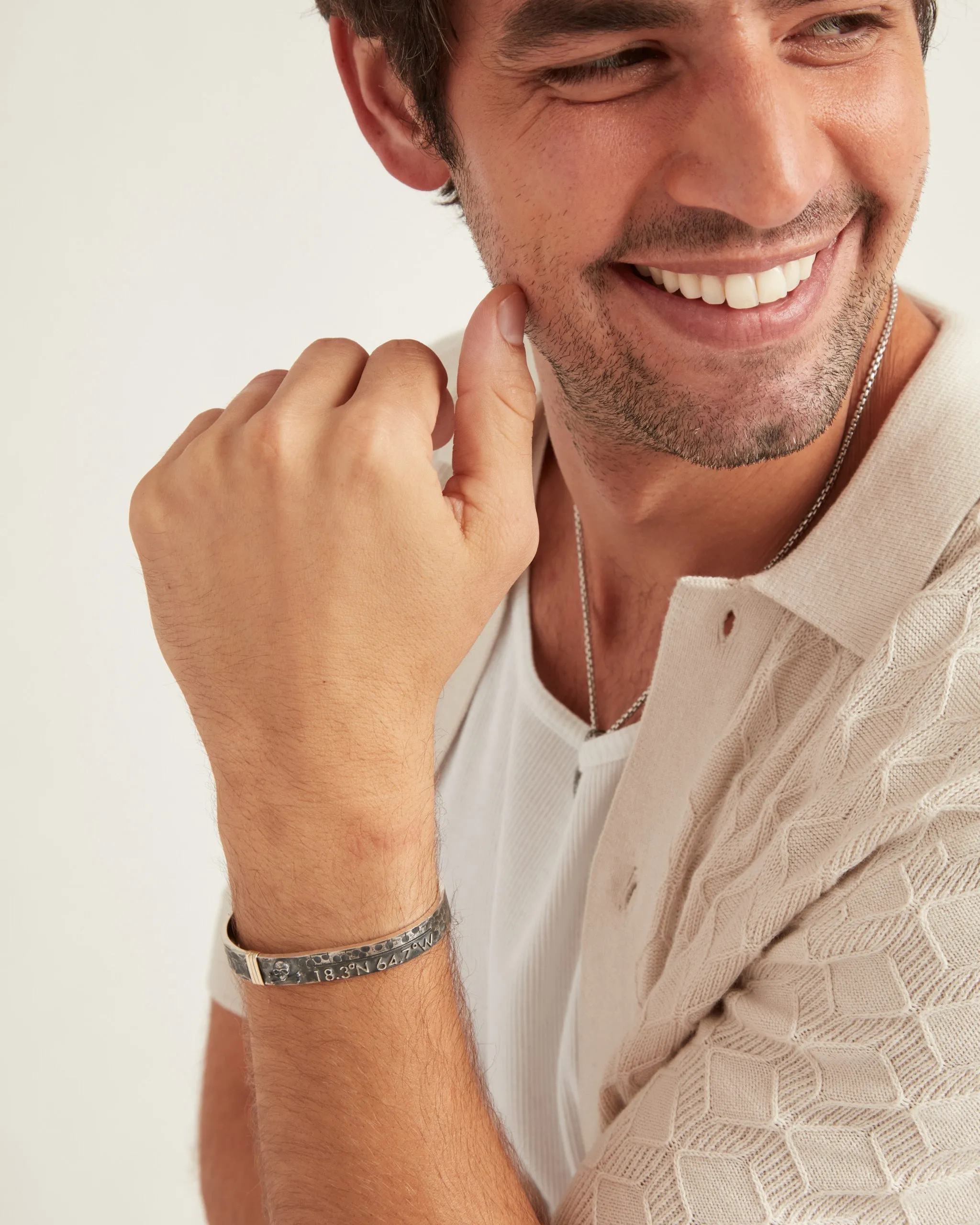 Pirate Texture Skull & St. John Coordinates Cuff, 10mm