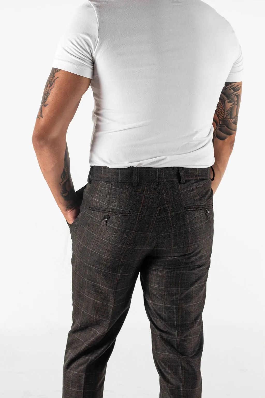Plaid Patterned Trouser in Brown
