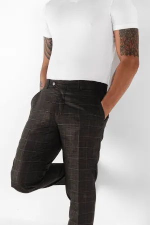 Plaid Patterned Trouser in Brown