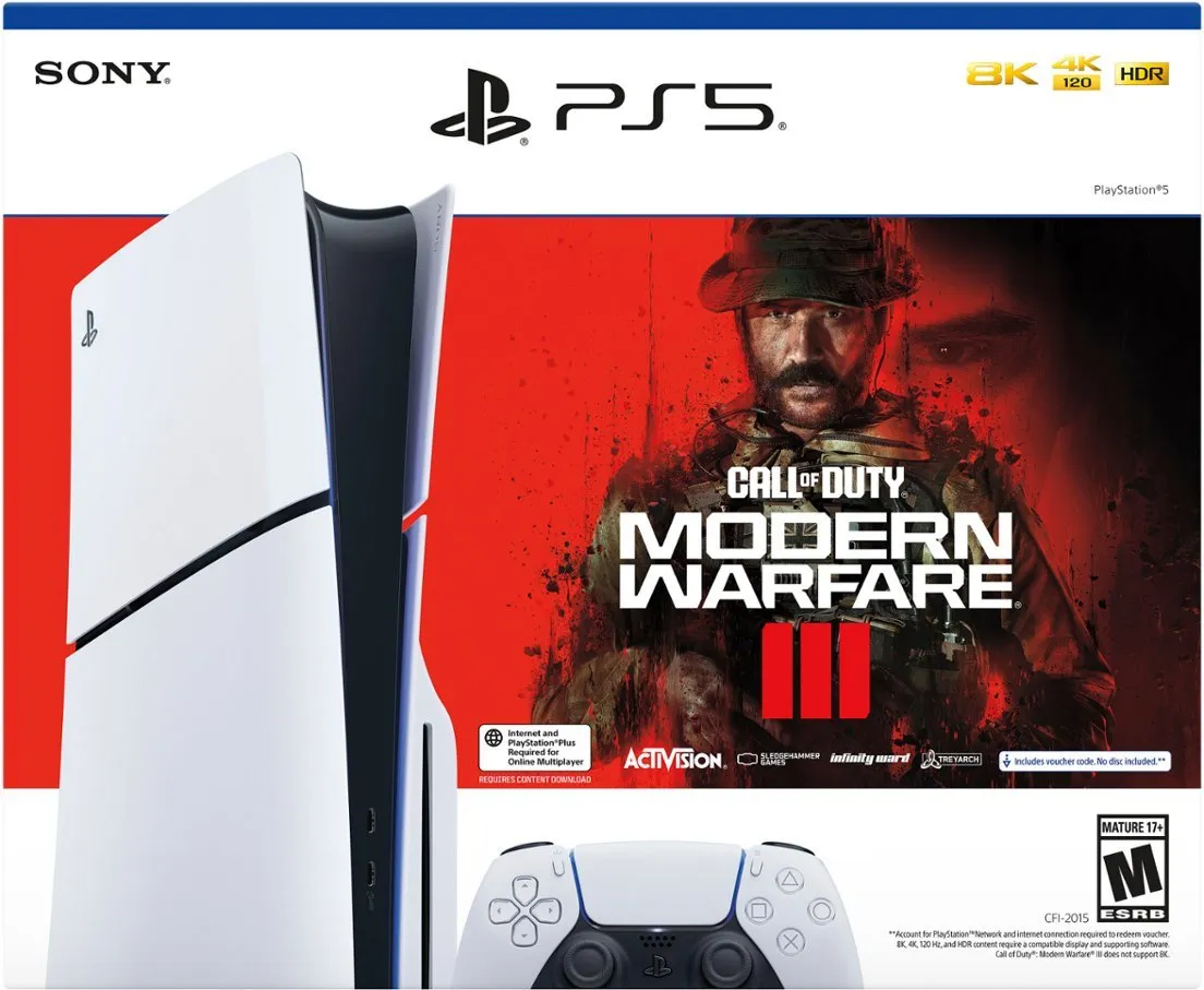 PlayStation 5 Console – PS5 Slim 1TB Disc – Call of Duty Modern Warfare III Bundle (Full Game Download Included)