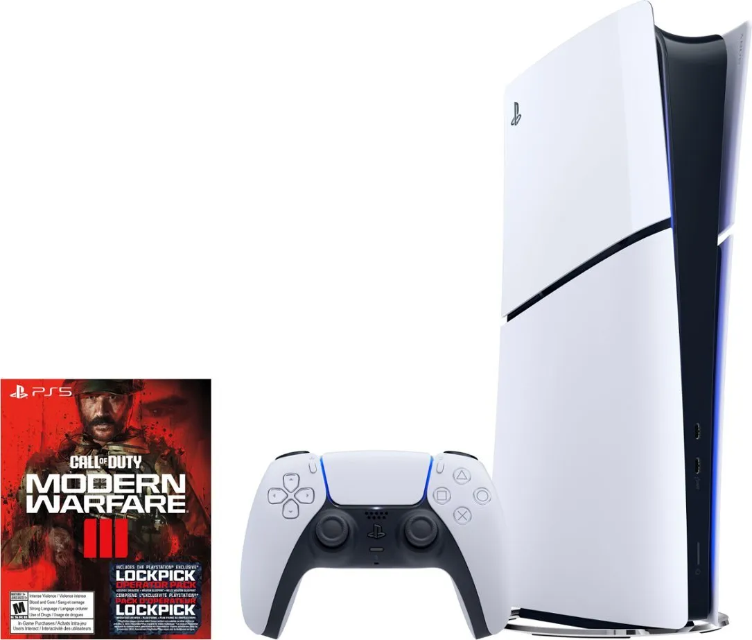PlayStation 5 Console – PS5 Slim 1TB Disc – Call of Duty Modern Warfare III Bundle (Full Game Download Included)