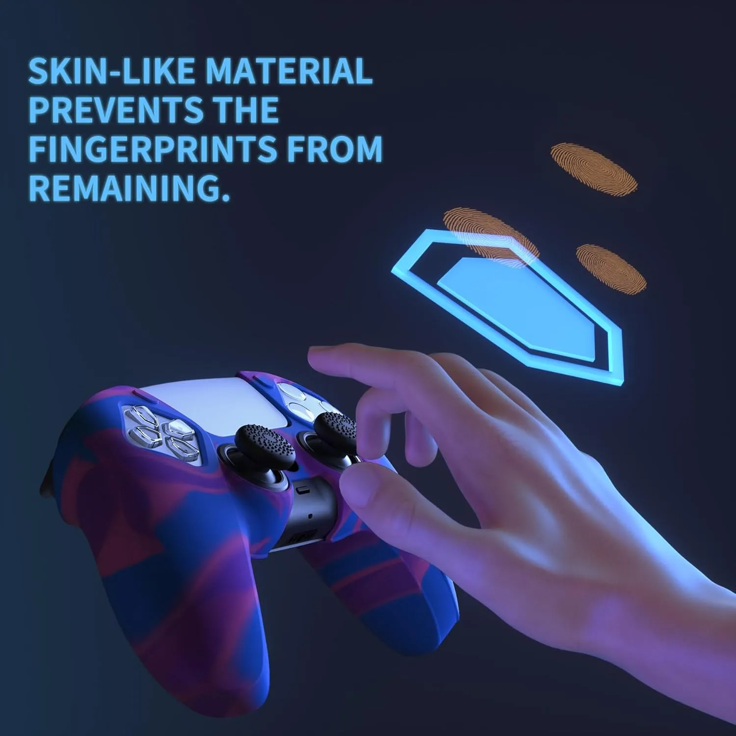 PlayVital Pure Series - Dockable Model - Anti-Slip Silicone Cover Skin for PS5 Controllers, Soft Rubber Grip Case -Compatible with Charging Stations - Thumb Grip Caps included - Purple   Blue   Pink
