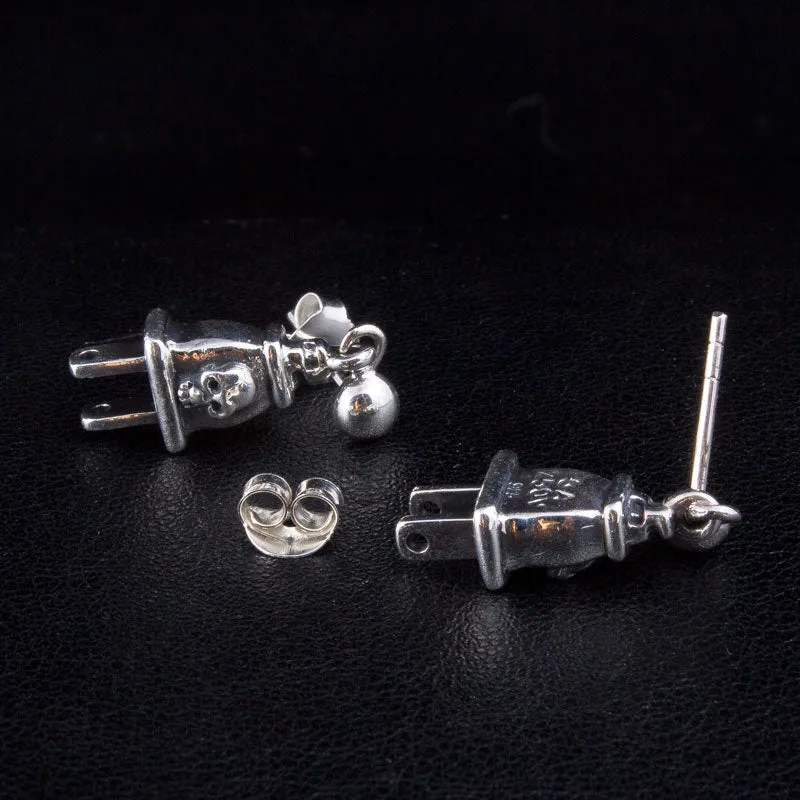 Plug Sterling Silver Skull Earrings