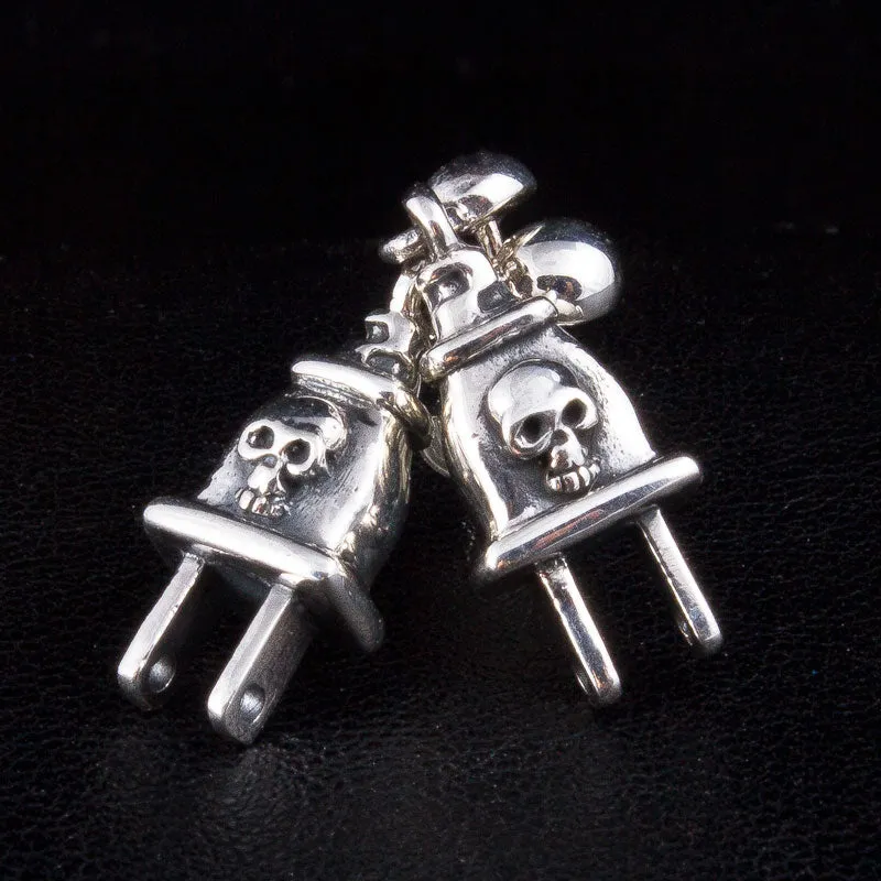 Plug Sterling Silver Skull Earrings