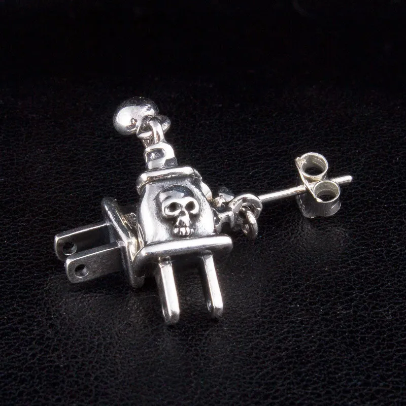 Plug Sterling Silver Skull Earrings