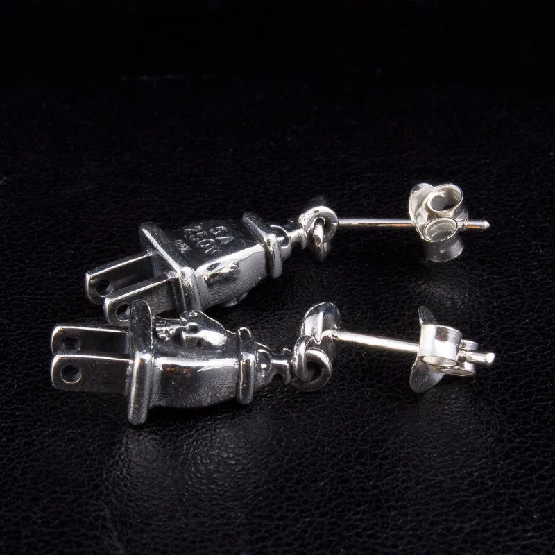 Plug Sterling Silver Skull Earrings