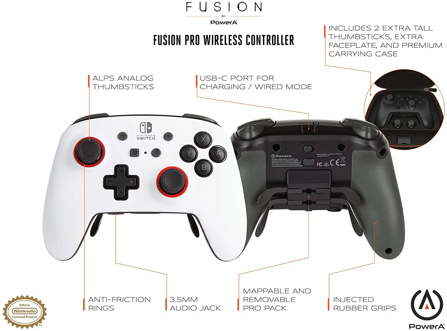 PowerA - FUSION Pro Wireless Controller for Nintendo Switch - White/Black