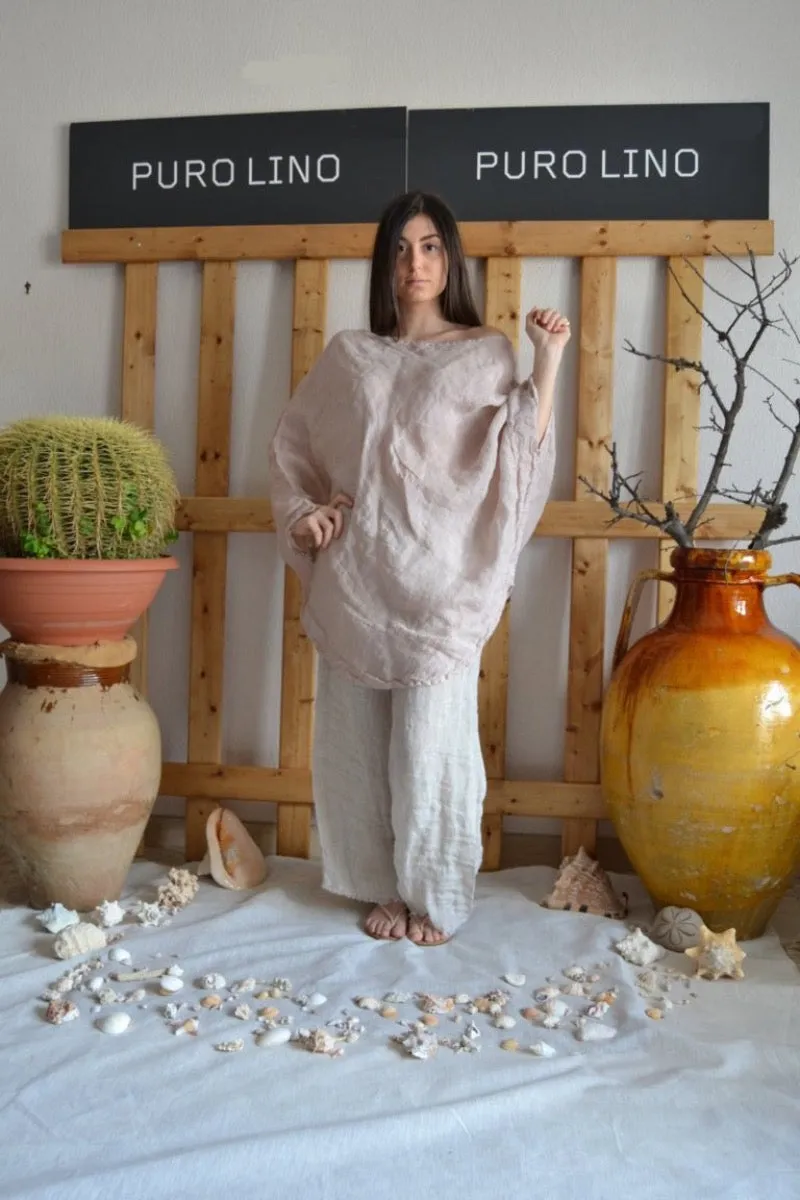 Pure Italian Linen Positano Poncho Style Large Top