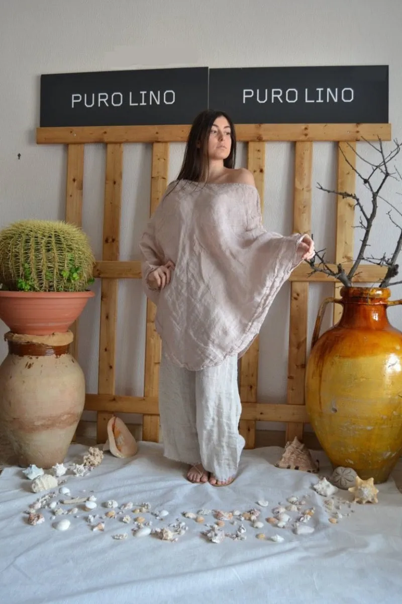 Pure Italian Linen Positano Poncho Style Large Top