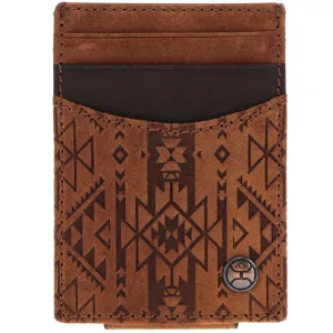 "Monterey" Money Clip Brown w/ Aztec Embossed Print