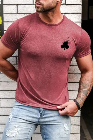 Red Club Playing Card Print Men's Graphic T-shirt