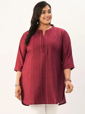 Red Ethnic Wear Chanderi Silk Straight Tunics for Ladies - Zola