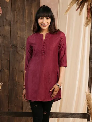Red Ethnic Wear Chanderi Silk Straight Tunics for Ladies - Zola