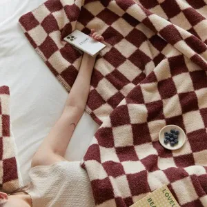 Retro Checkerboard Cozy Sherpa Mini Throw Blanket