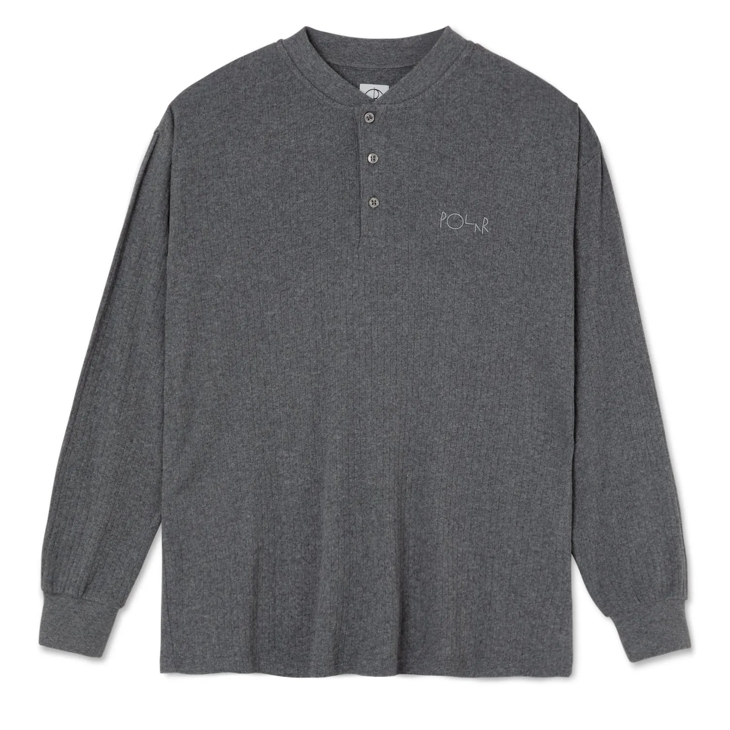 Rib Henley Longsleeve Dark Grey Heather