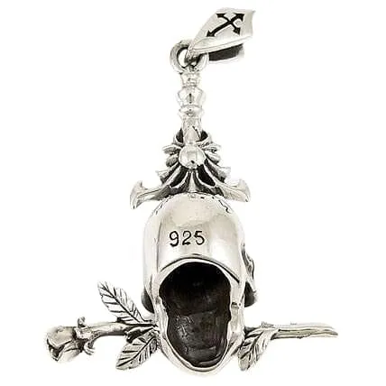 Sapphire Skull Rose Pendant