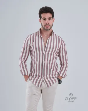 Shebeka Striped Shirt - Dark Red