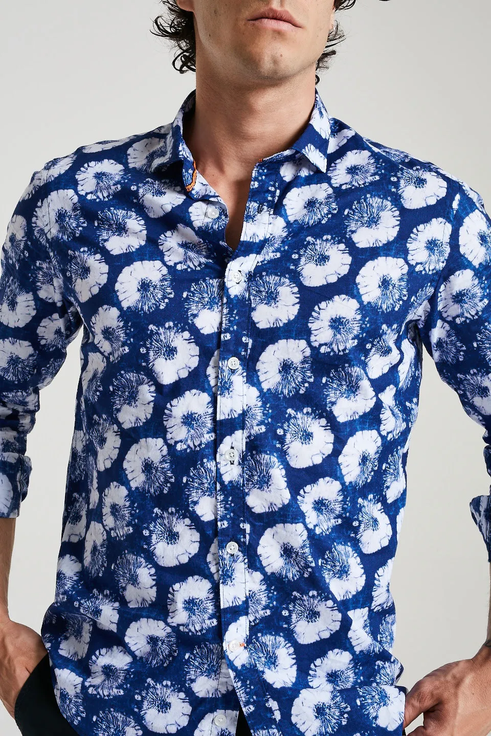 Shibori Print Shirt In Blue