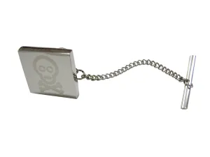 Silver Toned Etched Shy Skull with Crossbones Tie Tack
