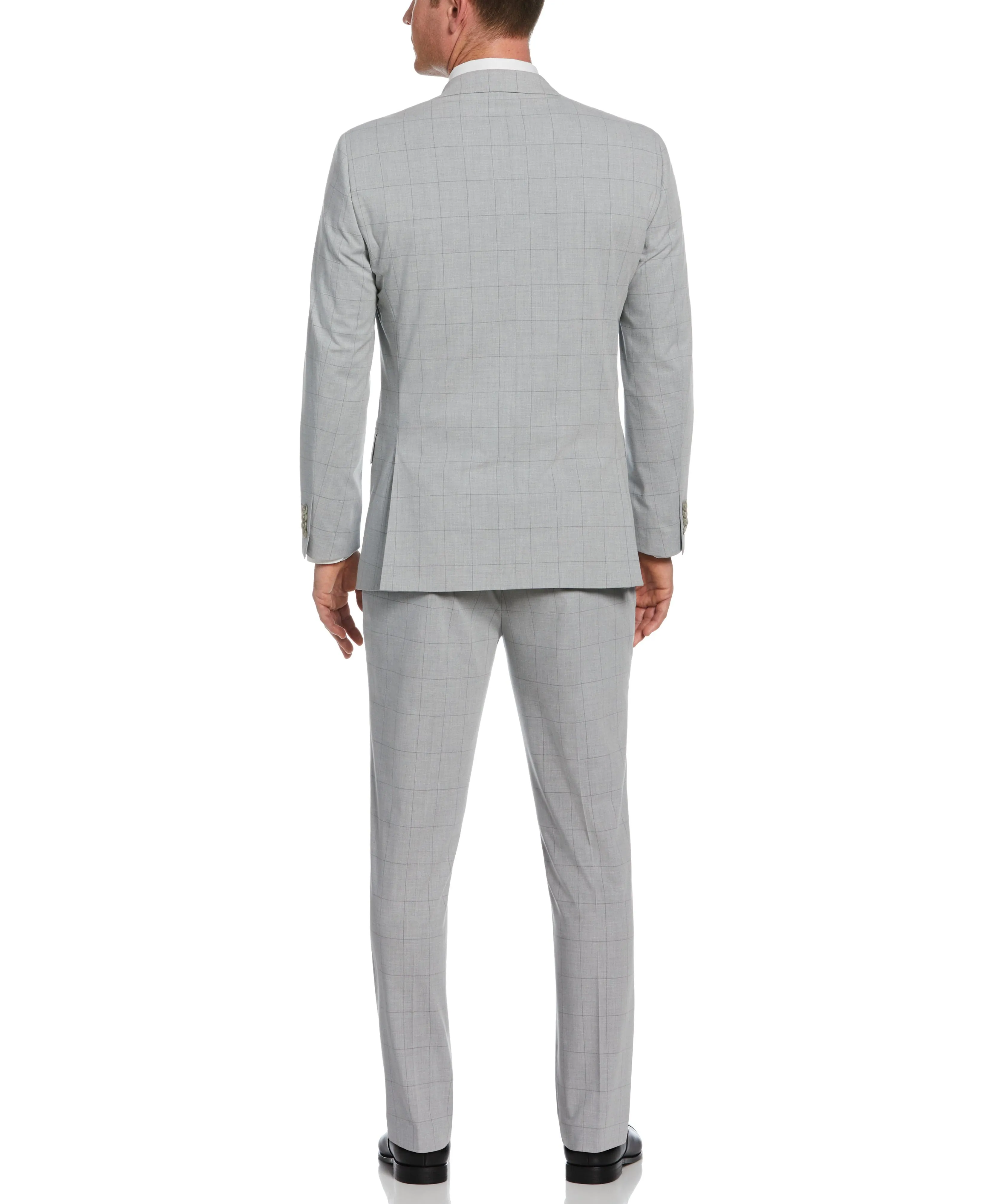 Slim Fit Light Grey Checkered Suit