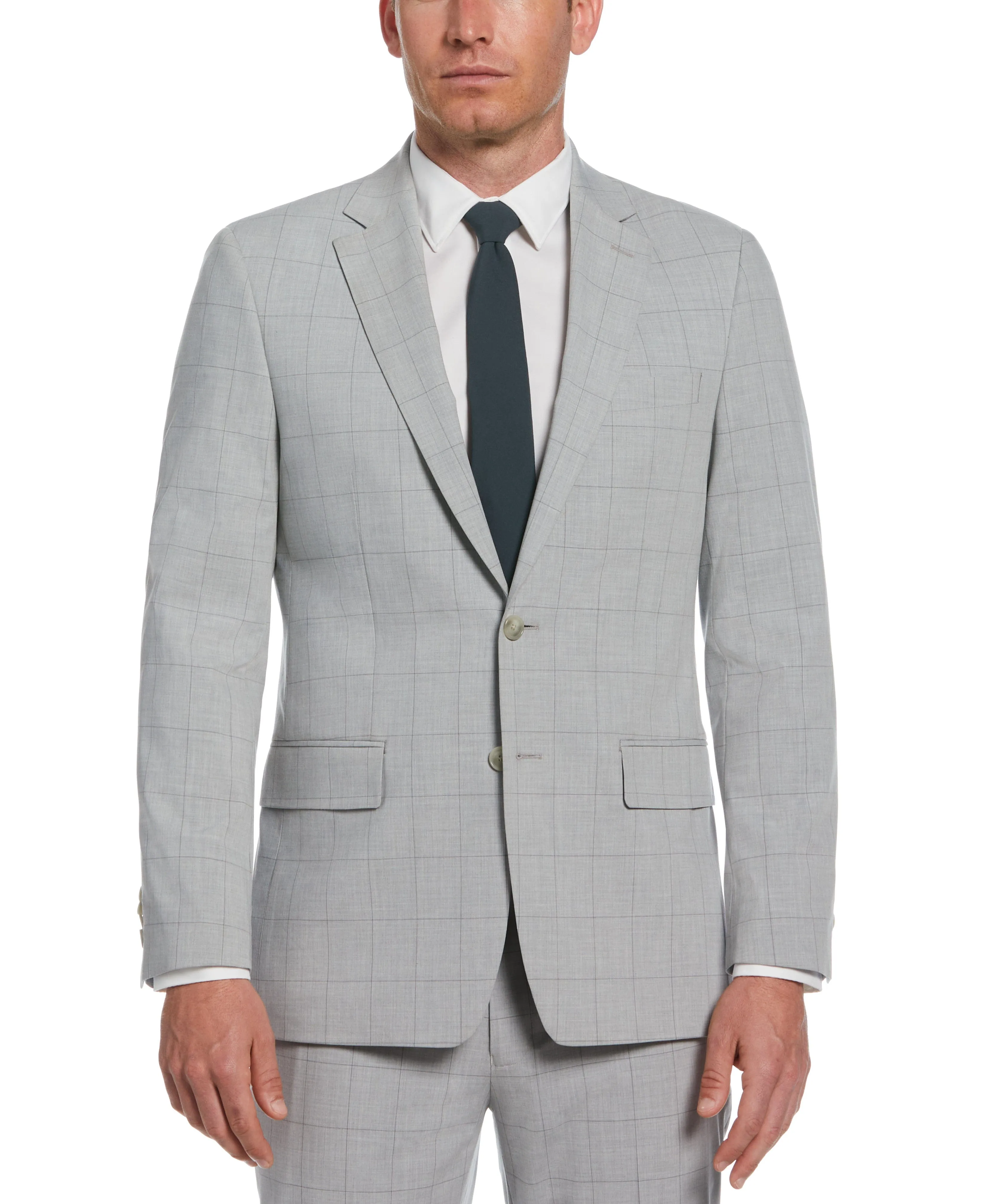 Slim Fit Light Grey Checkered Suit