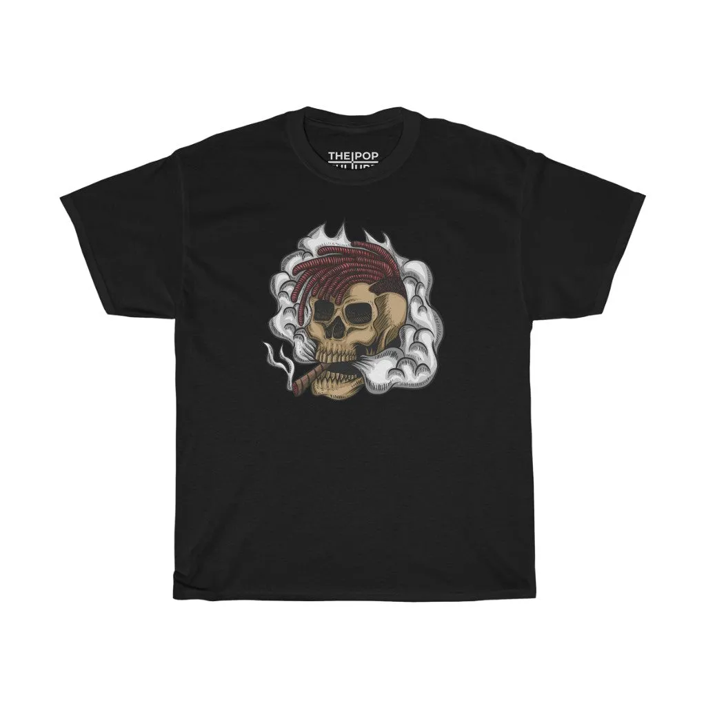 Smoking Skull Unisex Heavy Cotton T-Shirt - Video Game Rock Tee
