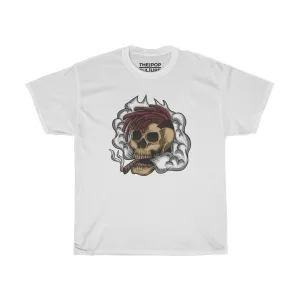 Smoking Skull Unisex Heavy Cotton T-Shirt - Video Game Rock Tee