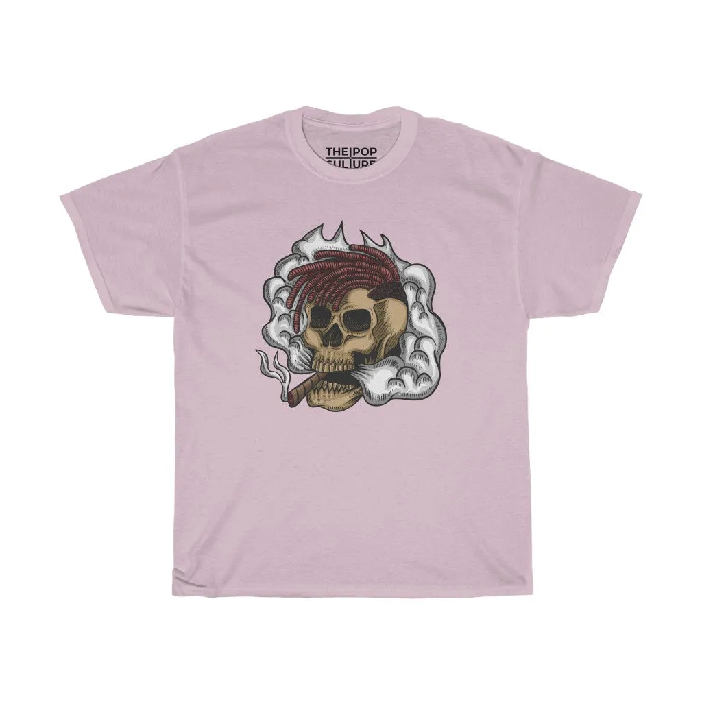 Smoking Skull Unisex Heavy Cotton T-Shirt - Video Game Rock Tee