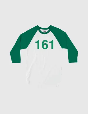 Squid Game: The Challenge Player Raglan Shirt [White/Kelly] - Player 161
