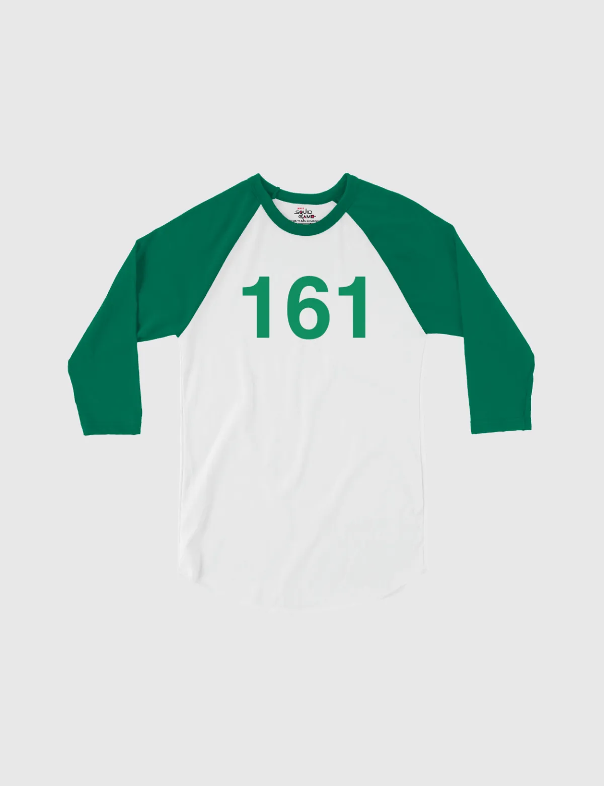 Squid Game: The Challenge Player Raglan Shirt [White/Kelly] - Player 161